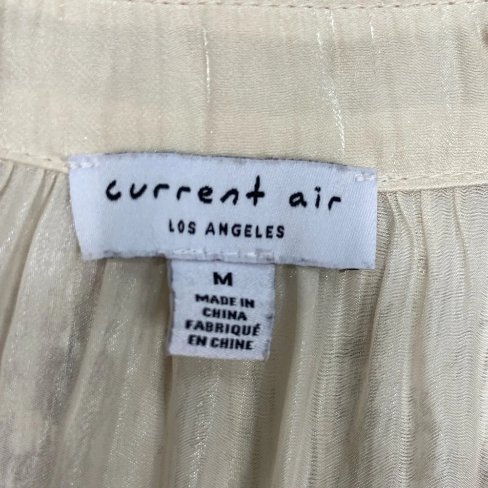Anthropologie Current Air Ruched‎ Shimmer Blouse Cream Medium EUC
